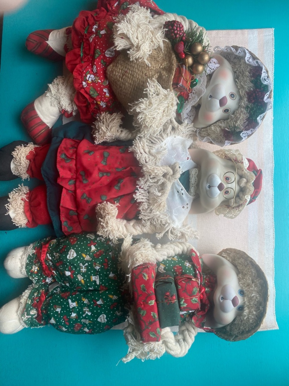 Holiday Rag Doll Bunny Trio